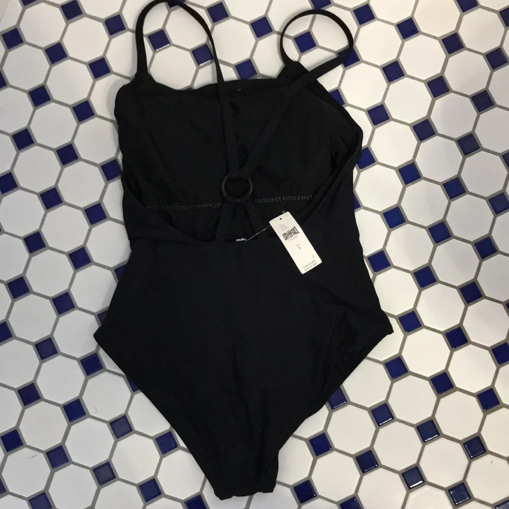 NWT Anthropologie Kaitlyn One piece swim Black S
